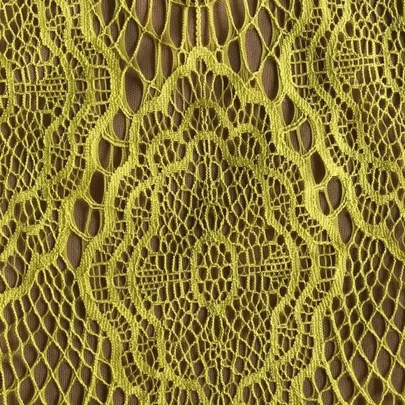 0020 NEW Yellow Lace Nude Illusion Mini Skirt - Picture 5 of 9